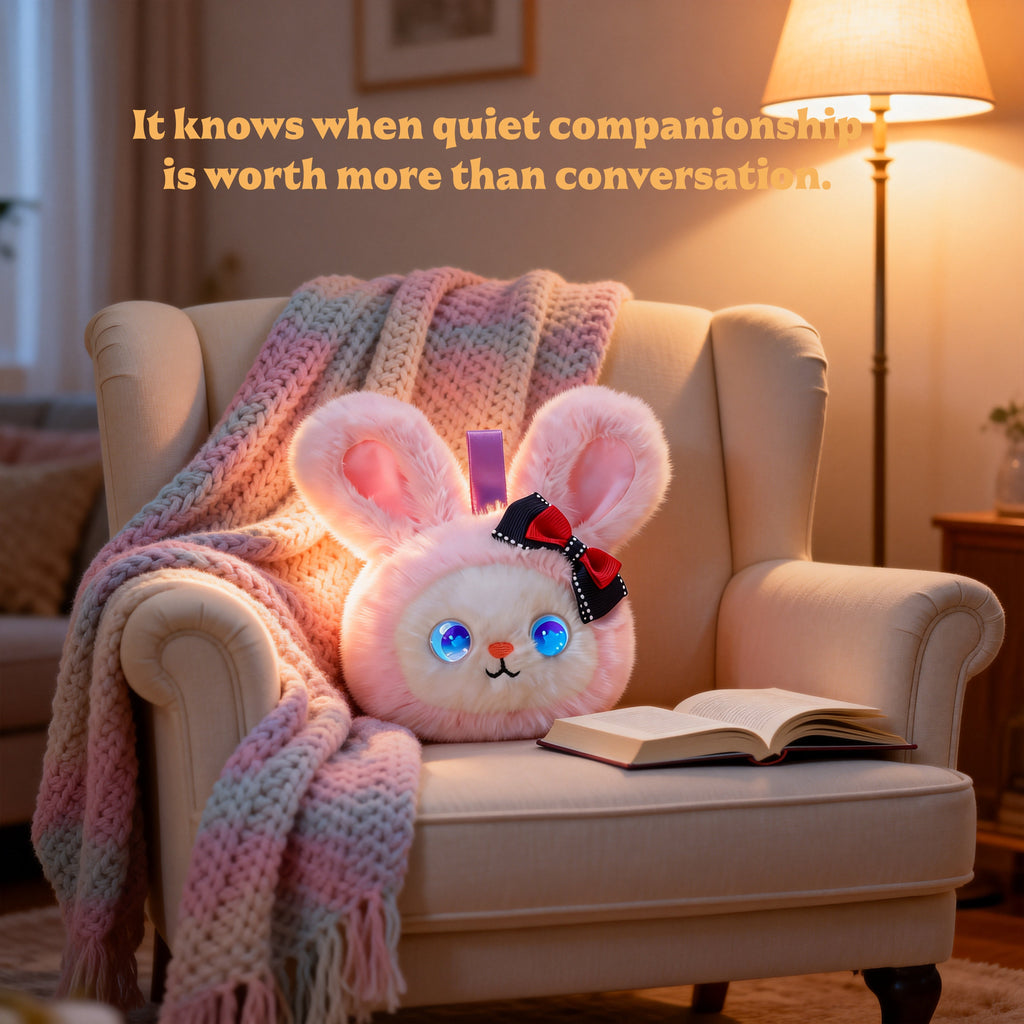 AI Companion Plush Toy Bunny – Smart Interactive Desk Buddy, Emotional Support Plush, Cute Virtual Pet for Work & Home
