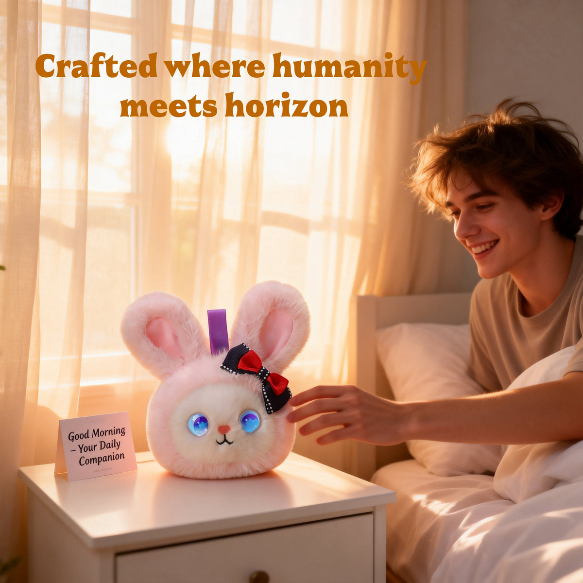 AI Companion Plush Toy Bunny – Smart Interactive Desk Buddy, Emotional Support Plush, Cute Virtual Pet for Work & Home