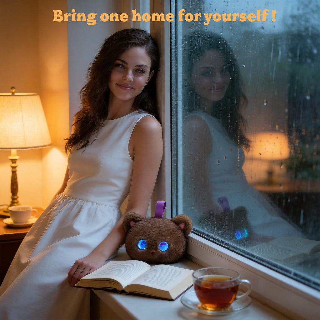 AI Companion Plush Toy Cat – Smart Interactive AI Cat, Emotional Support Plush, Cute Virtual Pet for Work & Home