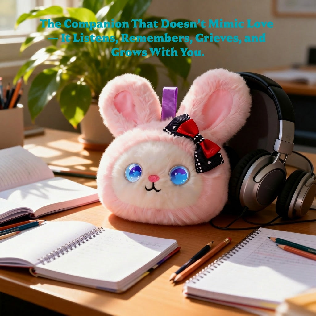 AI Companion Plush Toy Bunny – Smart Interactive Desk Buddy, Emotional Support Plush, Cute Virtual Pet for Work & Home