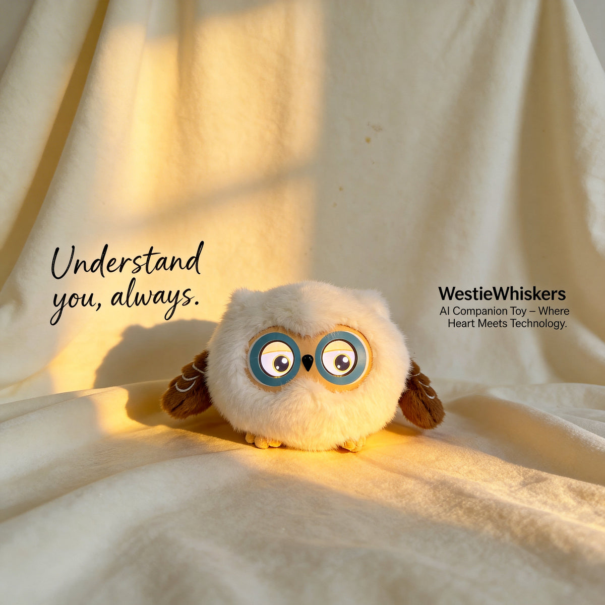 AI Companion Plush Owl – Smart Interactive AI Owl, Emotional Support Plush, Cute Virtual Pet for Work & Home