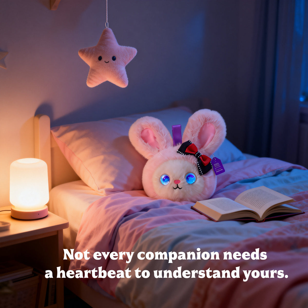 AI Companion Plush Toy Bunny – Smart Interactive Desk Buddy, Emotional Support Plush, Cute Virtual Pet for Work & Home