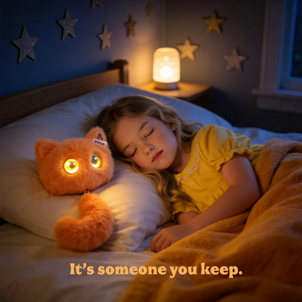 AI Companion Plush Toy Whisper the Curious Cat – Smart Interactive AI Cat, Emotional Support Plush, Cute Virtual Pet for Work & Home