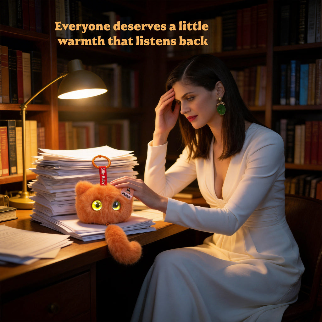 AI Companion Plush Toy Whisper the Curious Cat – Smart Interactive AI Cat, Emotional Support Plush, Cute Virtual Pet for Work & Home