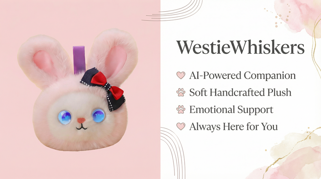 AI Companion Plush Toy Bunny – Smart Interactive Desk Buddy, Emotional Support Plush, Cute Virtual Pet for Work & Home