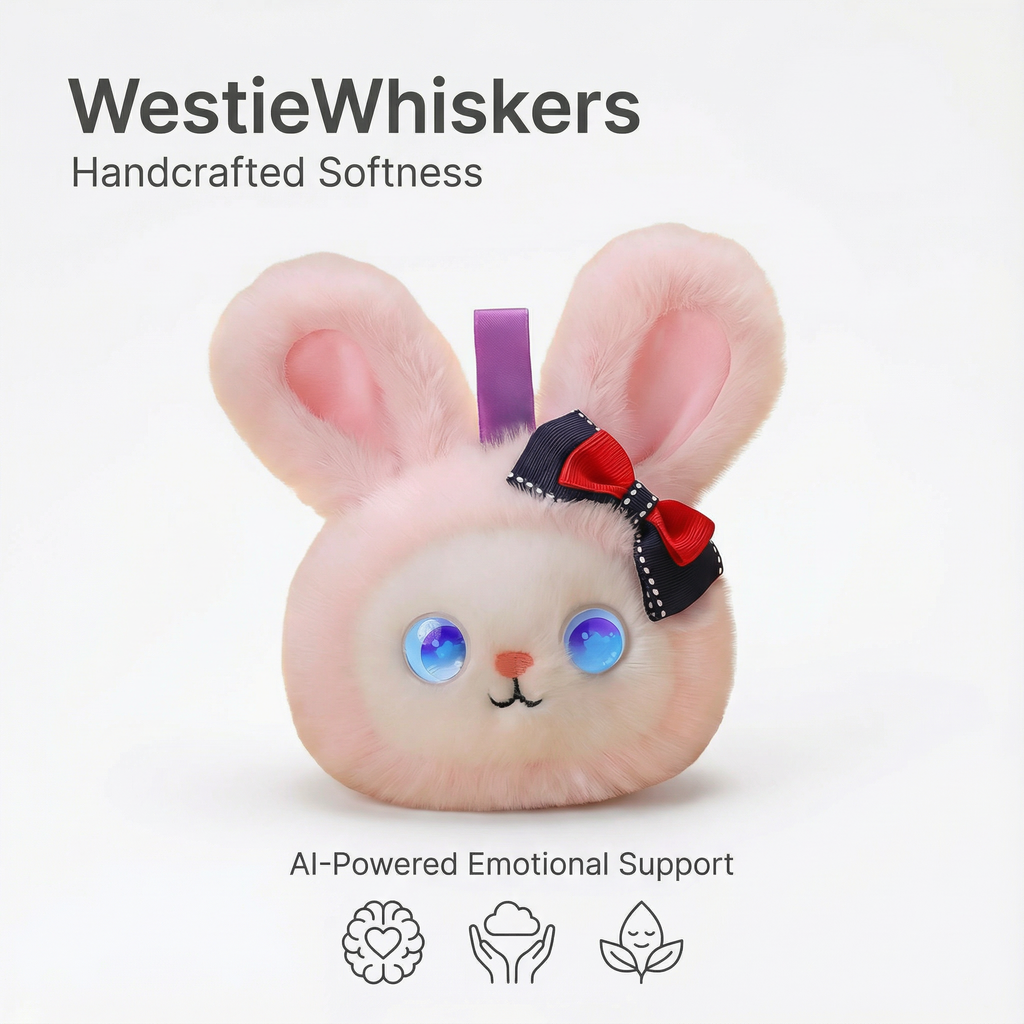 AI Companion Plush Toy Bunny – Smart Interactive Desk Buddy, Emotional Support Plush, Cute Virtual Pet for Work & Home