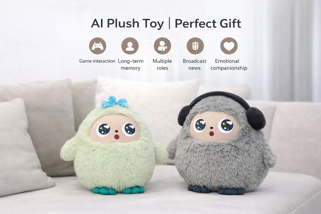 AI Smart Plush Toy – Interactive Voice Companion with LED Eyes & App Control