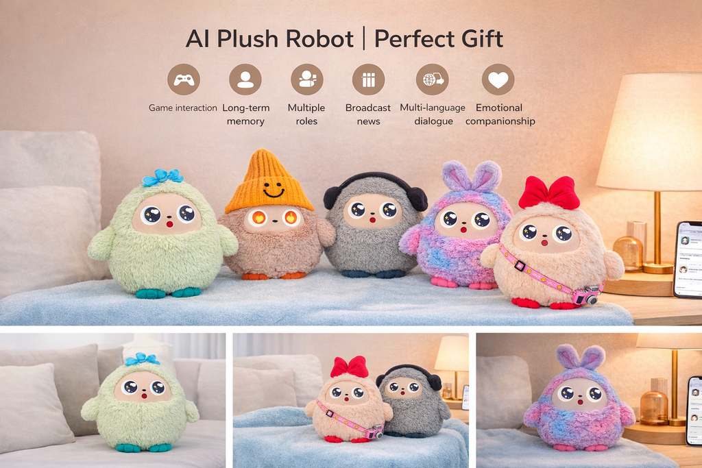 AI Smart Plush Toy – Interactive Voice Companion with LED Eyes & App Control