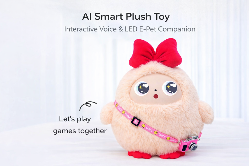 AI Smart Plush Toy – Interactive Voice Companion with LED Eyes & App Control