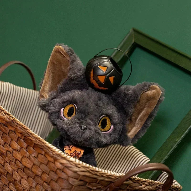 Spooky Black Cat Witch Plush Toys for Halloween Fun